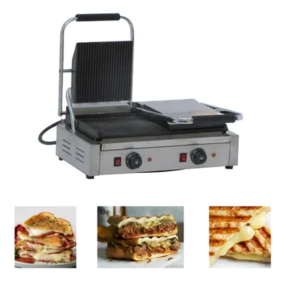 Commercial Stainless Steel Double Head Sandwich Griller & Panini Grill
