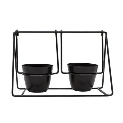 Double Metal Planter Pots with Unique Swing Design Stand, Used for Home Decoration Purpose