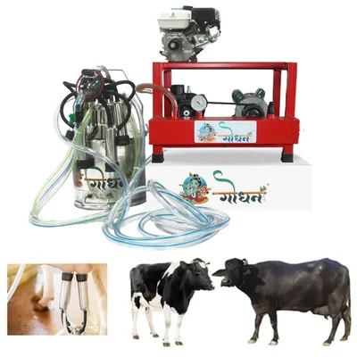 Godhan GS-350 Oil Double Power Single Bucket Milking Machine for Cows & Buffaloes with 6.5 HP Engine, Free Accessories and 1 Year Warranty