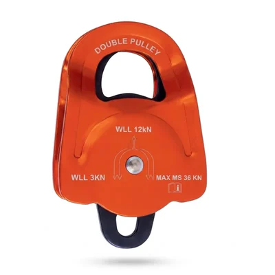 ABRIGO AB-872 High Mechanical Advantage Double Pulley with Auxiliary Attachment Point, for 8-11mm Rope, EN 12278 Certified