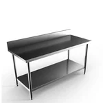 SS 60x24x34 Inches Multipurpose Rectangular Work Table with Under Shelf and 4 inch Backsplash