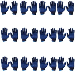 Delight 12 Pair 7 Gauge Double Side Dotted Blue Hand Gloves MDD0782-B(60)