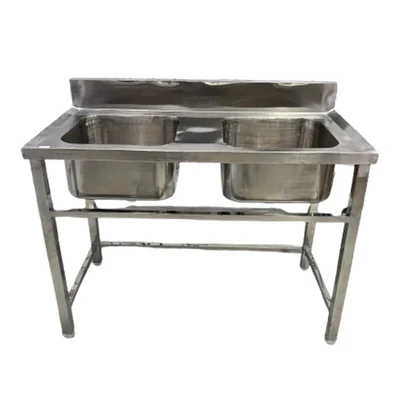 Gurubhai 45 x 24 x 32+6 inch Double Sink with Stainless Steel Body
