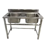 Gurubhai 45 x 24 x 32+6 inch Double Sink with Stainless Steel Body