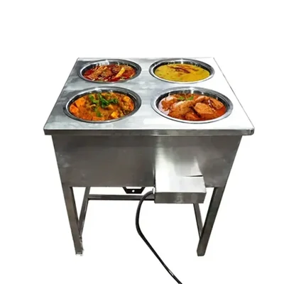 Mira Steel 4 Pots Electric Bain Marie 4 Litre Capacity, 3KW Power and Double SS Body