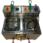 Table Top Stainless Steel 8L+8L Electric & Gas Operated Double Pan Deep Fryer With Rotary Switch, 3500W