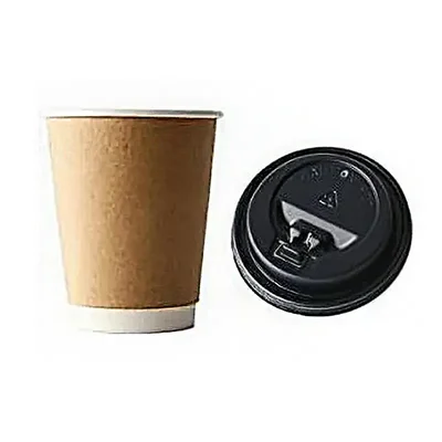 240 ml Disposable Double Wall Paper Cup with Lid For Coffee and Beverages(Pack-50 Pcs )