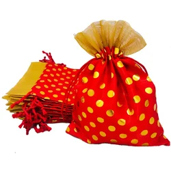 POCHEON 10pcs, 18x24cm Paisley Print Drawstring Bags for Gift Packaging