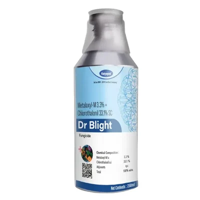 Katyayani Dr Blight Metalaxyl-M 3.3% +Chlorothalonil 33.1% SC Systemic and Contact Fungicide for Fungal disease in Crops(Pack-1 x 250 ml)