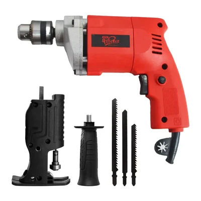 HPD Shakti 10mm 350 Watt Electric Drill Machine With Portable Reciprocating Saw Converter Attachment With Accessories