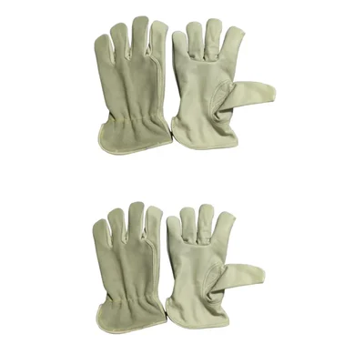 DSY Pack of 2 A-Grade 3-Tips Driver Gloves: Durable Split Leather Back, Grain Front, Cotton Lining & Kevlar Thread