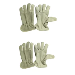 DSY Pack of 2 A-Grade 3-Tips Driver Gloves: Durable Split Leather Back, Grain Front, Cotton Lining & Kevlar Thread