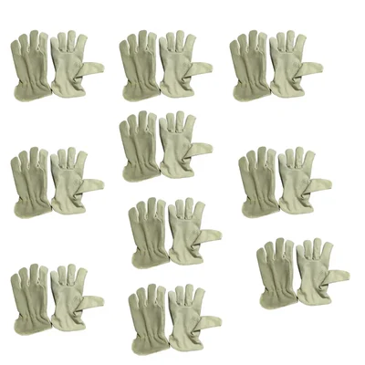 DSY Pack of 5 A-Grade 3-Tips Driver Gloves: Durable Split Leather Back, Grain Front, Cotton Lining & Kevlar Thread