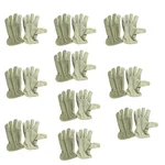DSY Pack of 5 A-Grade 3-Tips Driver Gloves: Durable Split Leather Back, Grain Front, Cotton Lining & Kevlar Thread