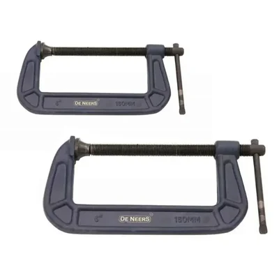 De Neers 80 mm and 130 mm Drop Forged C-Clamp Combo For Hold Wood Or Metal Work Piece (Product Code 1260-3 & 1262-5)
