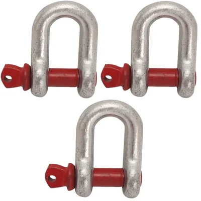 Ferreterro 2 Ton Alloy Steel Screw Pin Type D Shackle For Lifting(Pack-3 Pcs )