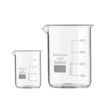SBT Set of 2 pcs Borosilicate 3.3 Glass Beaker 100 ml, 500 ml with Graduation Marks for School, Collage Laboratory