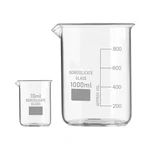 SBT Set of 2 pcs Borosilicate 3.3 Glass Beaker 10 ml, 1000 ml with Graduation Marks for School, Collage Laboratory