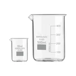 SBT Set of 2 pcs Borosilicate 3.3 Glass Beaker 10 ml, 500 ml with Graduation Marks for School, Collage Laboratory
