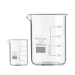 SBT Set of 2 pcs Borosilicate 3.3 Glass Beaker 250 ml, 1000 ml with Graduation Marks for School, Collage Laboratory
