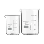 SBT Set of 2 pcs Borosilicate 3.3 Glass Beaker 25 ml, 250 ml with Graduation Marks for School, Collage Laboratory