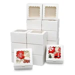 100 Pcs, 5 x 5 x 2 Inch 320 GSM Duplex Cake Box for Cookies, Pastries, Mini Cakes, Donuts, Pie Slices