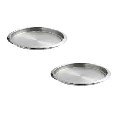 10 Inch SS Bar Tray (Set of 2), Premium Stainless Steel, Sleek Round Platter, Ideal for Serving Drinks, Cocktails
