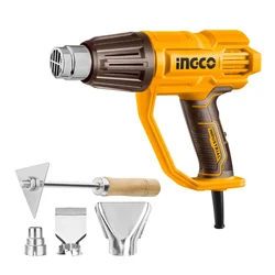 Ingco 2000 Watt Heat Gun With 3 Adjustable Temperature Settings, 3 Pcs Nozzle & Scraper (HG200078)