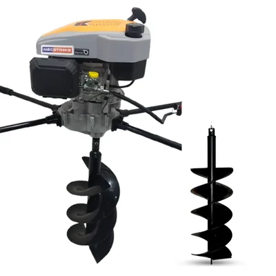 MECSTROKE Heavy Duty 2 Man Operated 4 Stroke 224 CC Earth Auger | Post Hole Digger With 10 & 16 Inch Auger Bit 