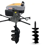 MECSTROKE Heavy Duty 2 Man Operated 4 Stroke 224 CC Earth Auger | Post Hole Digger With 10 & 16 Inch Auger Bit 