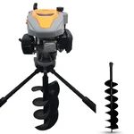 MECSTROKE Heavy Duty 2 Man Operated 4 Stroke 224 CC Earth Auger | Post Hole Digger With 8 & 12 Inch Double Spiral Bit 