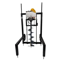 MECSTROKE 63-cc, 2-stroke Trolley Type Earth Auger / Post hole digger Machine with 8 inch Auger Bit