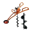 Heavy Duty 63CC Single Wheel Trolley Earth Auger / Post hole digger with 6 & 12 inch Auger Bit
