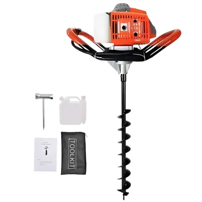 Gramstrong 2 Stroke 63 cc Earth Auger with 4 inch (101.6 mm) Drill Bit | Post Hole Digger Machine