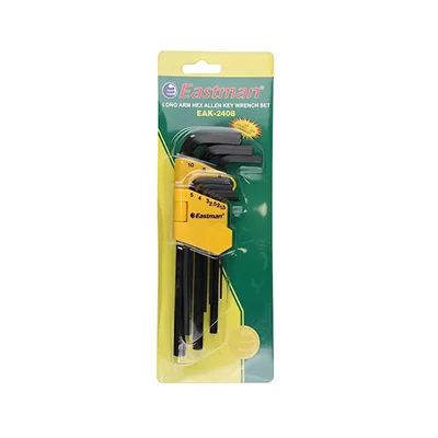 Eastman 9 Pcs Long Pattern Black Finish Hex Allen Keys Set (EAK-2408)
