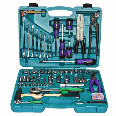 Eastman 1/2 Inch & 1/4 Inch 100 Pcs Chrome Vanadium Steel Knurled Square Drive Socket & Bit Set (E-2302)