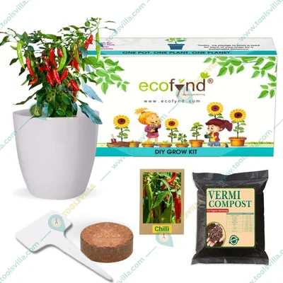 Ecofynd GROWKIT014 DIY Grow Kit for Chilli Pepper Plant DIY Easy Grow Kit Yourself Gardening Kit for Home and Garden