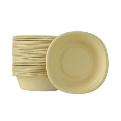 PAAVAN 350 ml, Disposable Bagasse Bowls with Lid | Eco-Friendly Sugarcane Paper Bowls | for Serving Snacks & Dinner(Pack-50 Pcs)