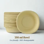 PAAVAN 350 ml, Disposable Bagasse Bowls with Lid | Eco-Friendly Sugarcane Paper Bowls | for Serving Snacks & Dinner