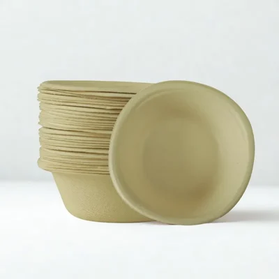 PAAVAN 110 ml Disposable Round Bagasse Bowls | Sugarcane Paper Bowls | for Serving Snacks and Dinner(Pack-100 Pcs)