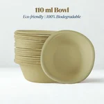 PAAVAN 110 ml Disposable Round Bagasse Bowls | Sugarcane Paper Bowls | for Serving Snacks and Dinner