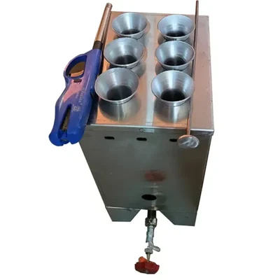 Commercial Gas Operated Single Burner 6 Tube Egg-Chicken Sausage Roll/Hot Dog Maker with Free Accessories, Aluminium Body