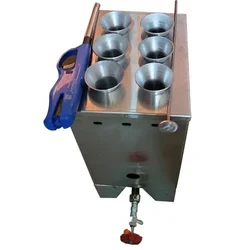 Commercial Gas Operated Single Burner 6 Tube Egg-Chicken Sausage Roll/Hot Dog Maker with Free Accessories, Aluminium Body