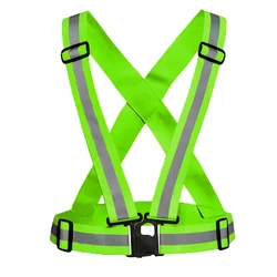 Gravitech 1Pcs 360° High Visibility Green Colour Elastic Cross Belt With Reflective Tape For Safety Purpose