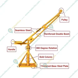 Boltz 500 kg Load Capacity 360° Mini Crane With Electric Winch, 3 HP Copper Winding Motor - 30 Meter 8 mm Wire Rope