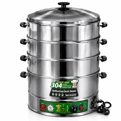 4 Tier Electric Commercial Stainless Steel 40cm Corn, Momo & Rice Steamer