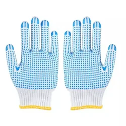 Super Safety Cotton Knitted Double Side Dotted Safety Hand Gloves(Color-White,Pack-12)