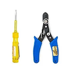 Globus Combo of 5.5 inch Yellow Neon Bulb Electrical Line Tester and 5 inch Wire Stripper (329)