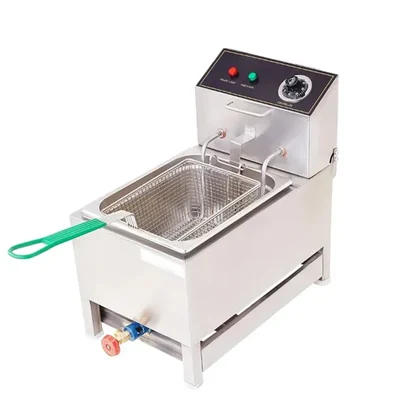 Commercial 8L Electric and Gas Operated Deep Fat Fryer 2500W, SS Body