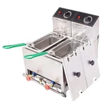 Commercial Stainless Steel 5+5L Electric & Gas Operated Double Pan Deep Fryer, 3000W